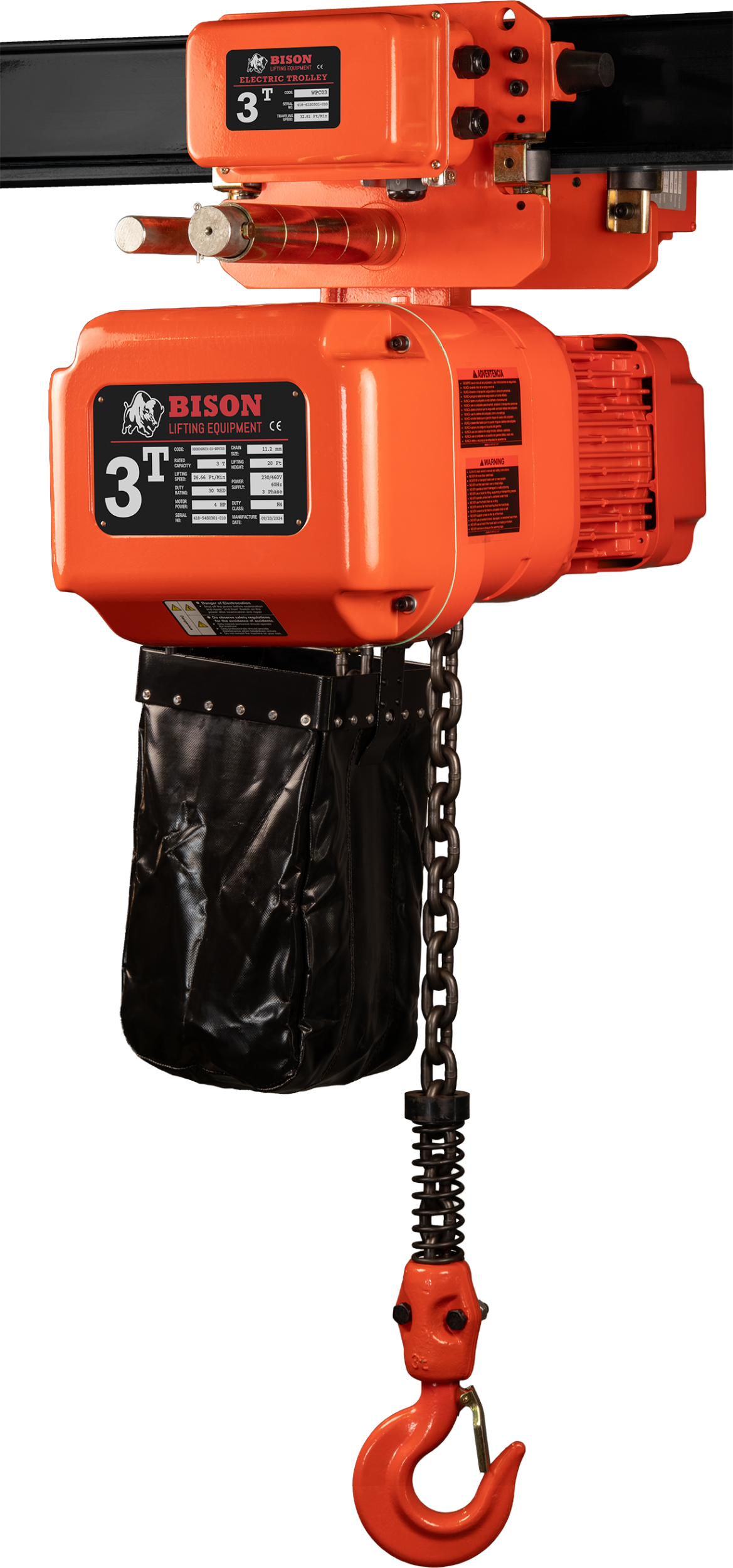 Picture of 3 Ton Three Phase Hoist + Trolley  - Dual Speed