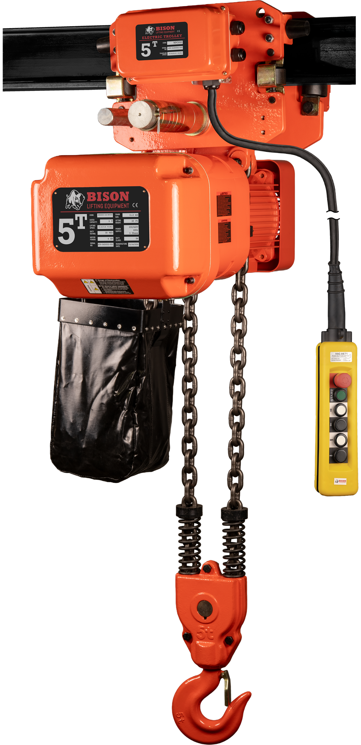 Picture of 5 Ton Three Phase Hoist + Trolley