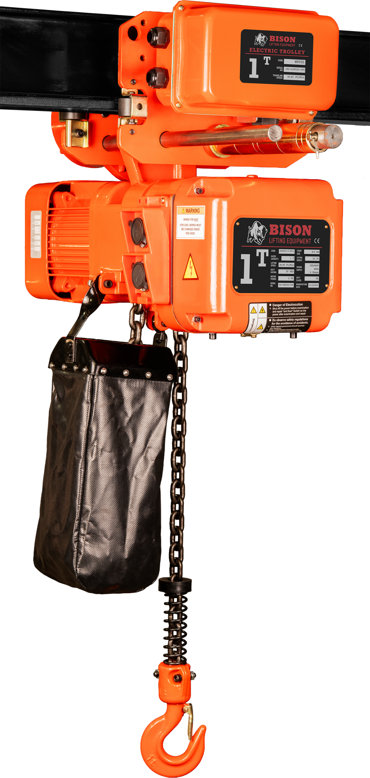 Picture of 1 Ton Three Phase Hoist + Trolley 
