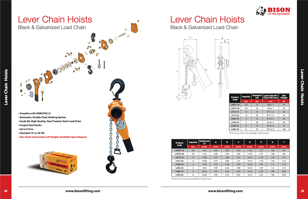 6 Ton Lever Hoist (Black Chain) |Bison Lifting Equipment
